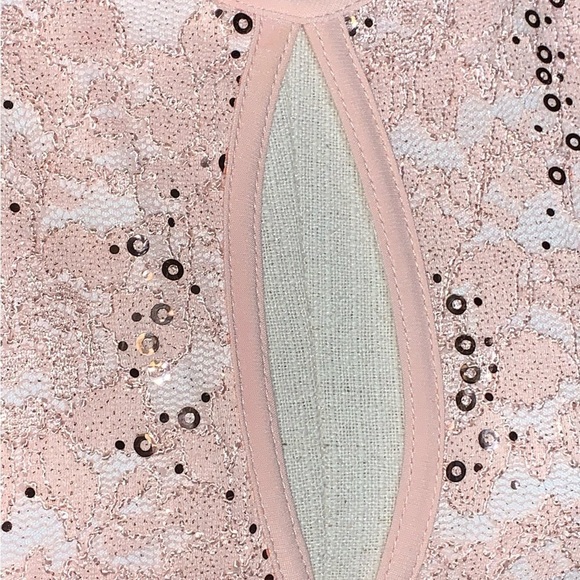 Juniors Morgan & co formal midi dress gown prom small pink keyhole back sequins - Picture 5 of 9